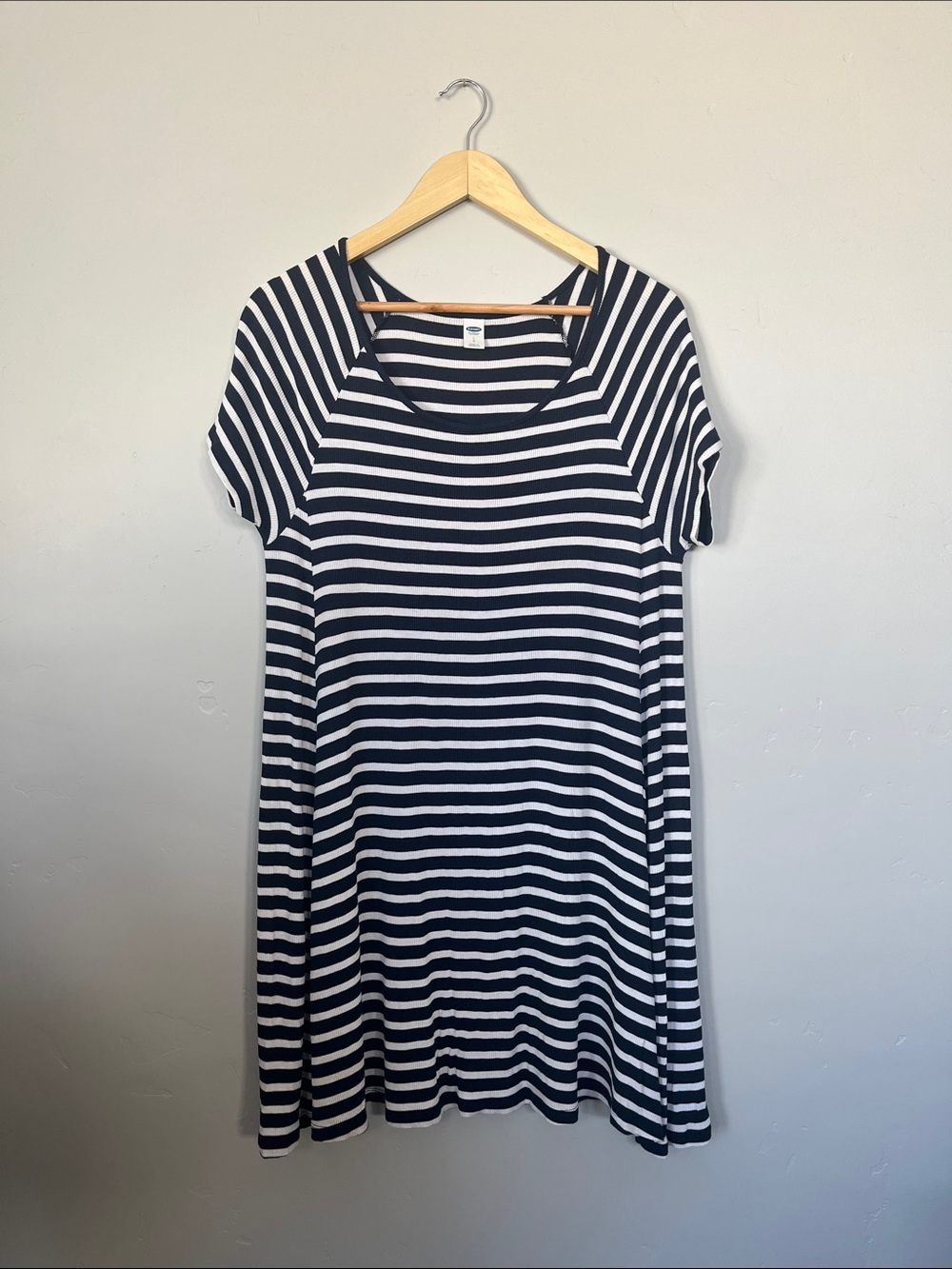 Old Navy | Navy and White Striped Midi Swing Dress